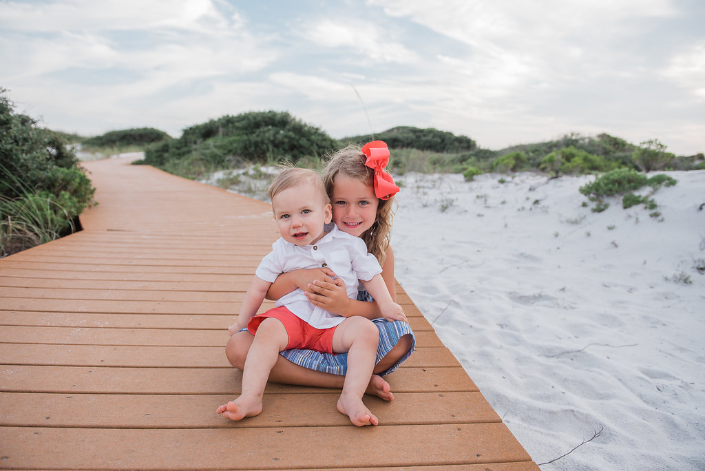 brother and sister at beach-Pensacola Photographer