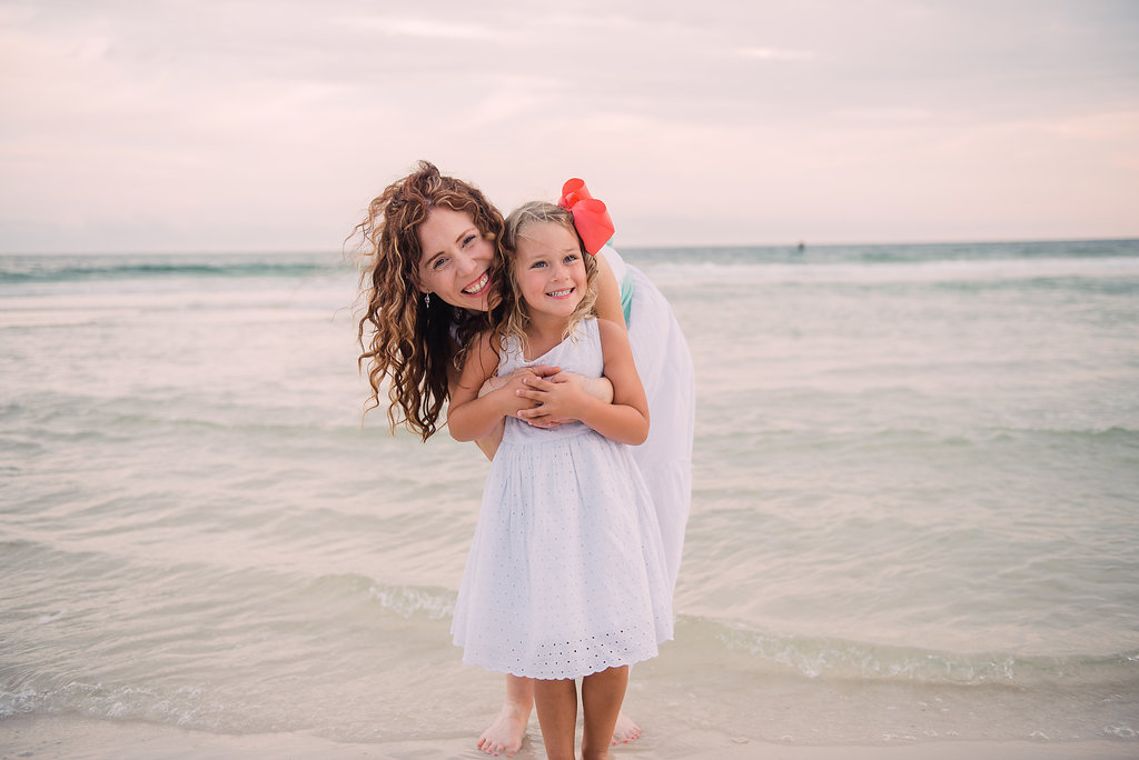 aunt and girl and beach-pensacola photographer