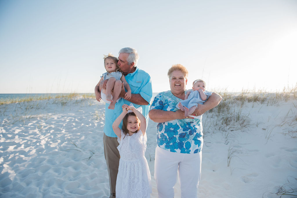 grandparents with kids at beach-pensacola family photographer