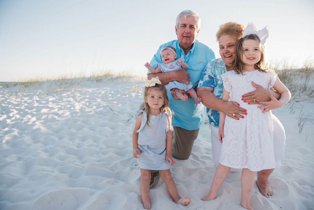 grandparents with kids-pensacola family beach photographer