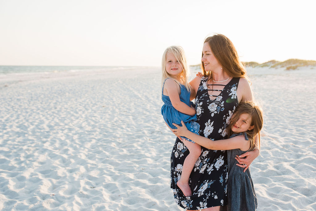 mom with girls at beach-Pensacola Beach Photographer