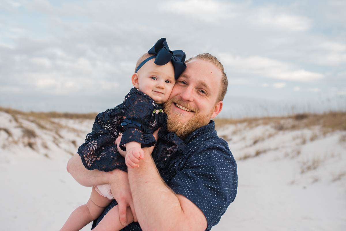 dad with baby at beach-pensacola beach family photographer