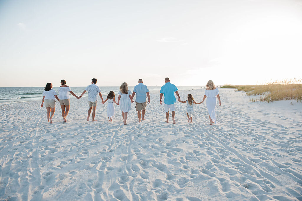 extended family holding hands-pensacola family photographer