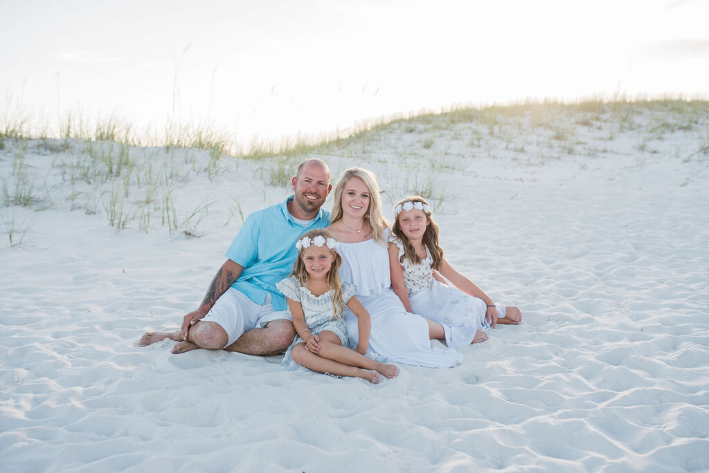 family by beach in dunes-pensacola family photographer