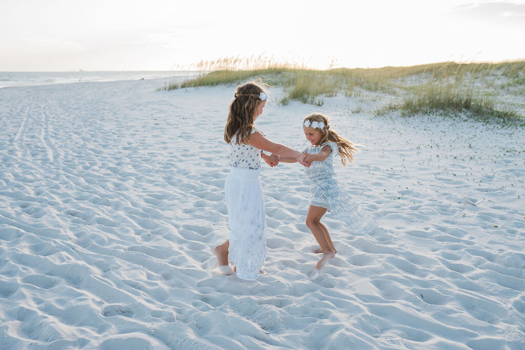 girls twirling-pensacola beach family photographer