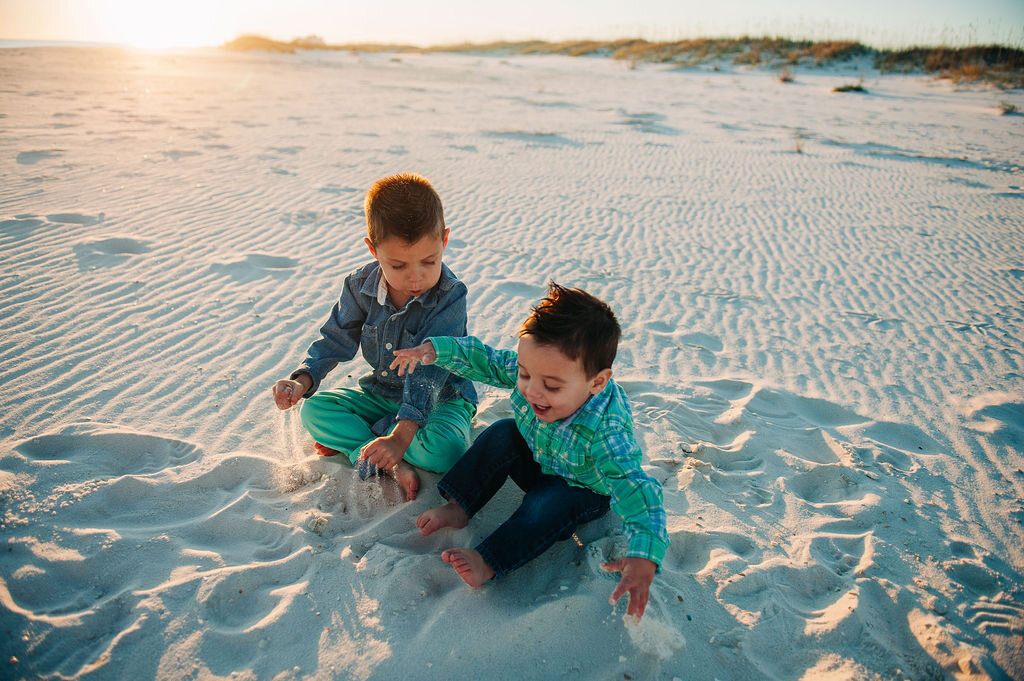 kids playing on beach-pensacola beach family photographer