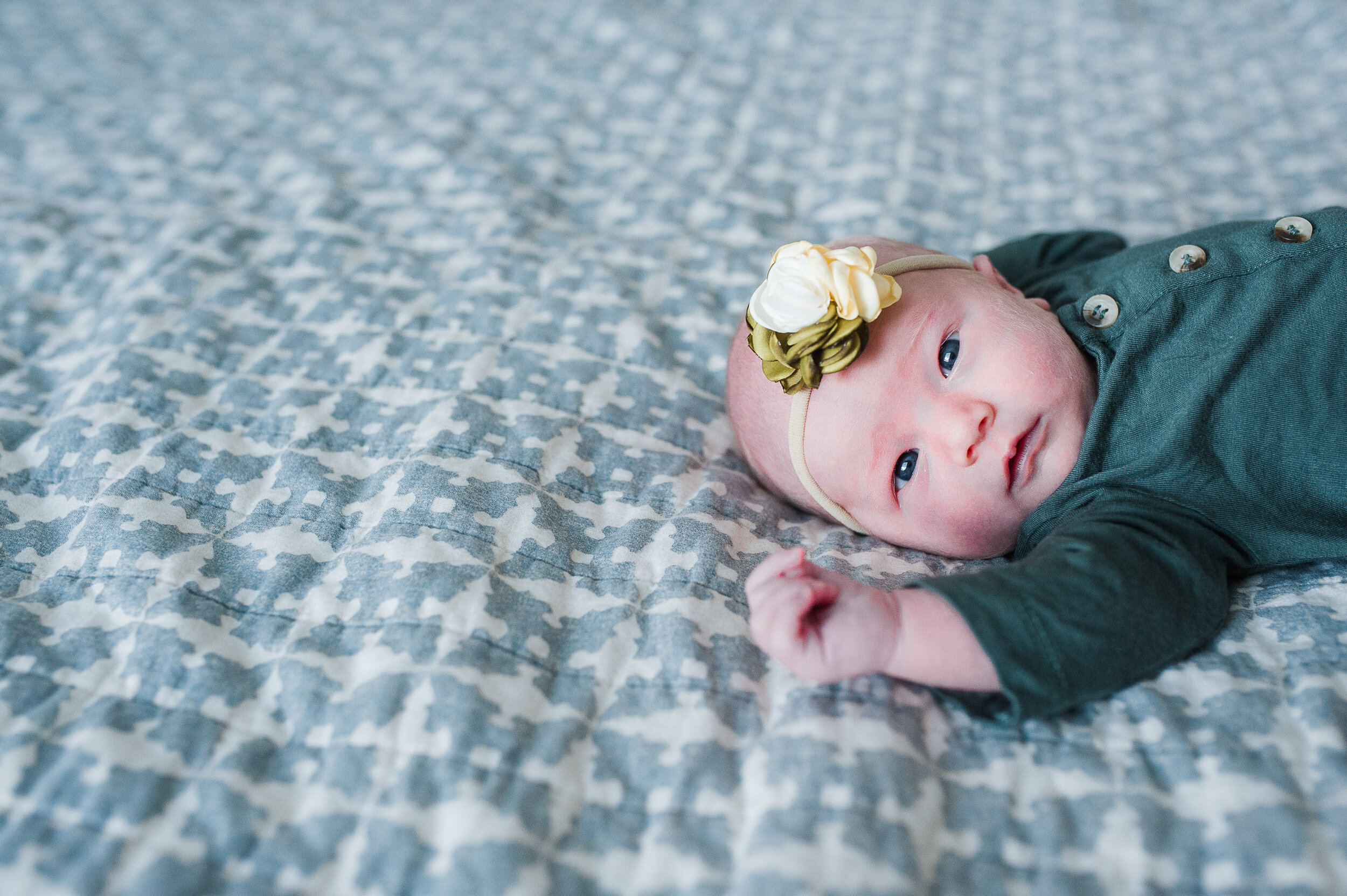 newborn on bed-pensacola newborn photographer-Ann Mangum Photography