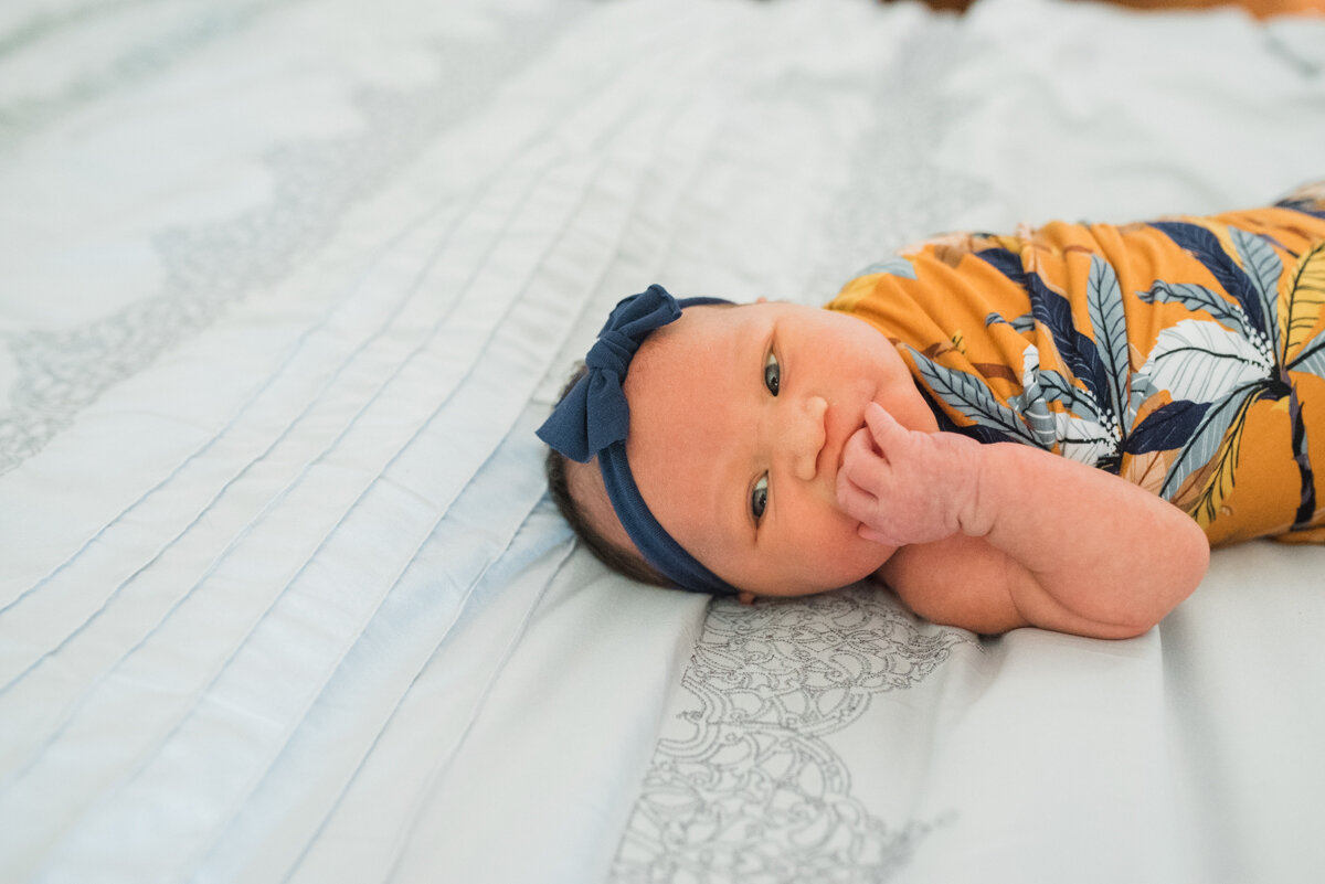 newborn on bed-pensacola newborn photographer