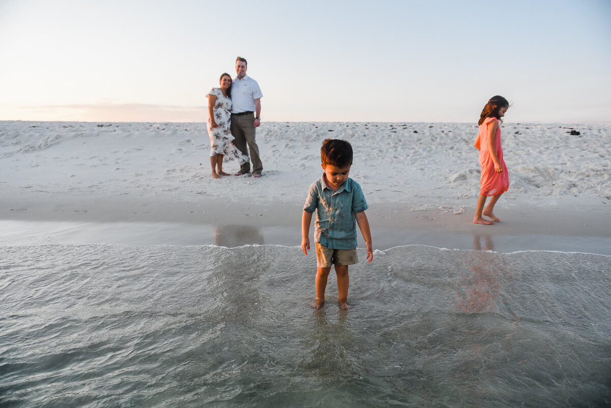 kids in water at beach-pensacola family photographer