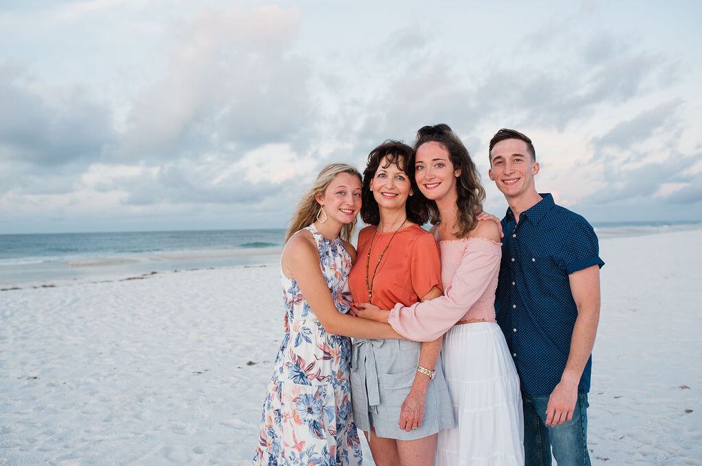 mom with kids at beach-pensacola family photographer