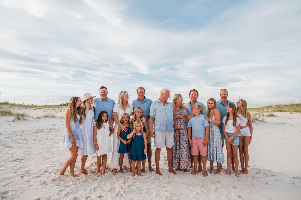 extended family posing at Perdido Key Beach