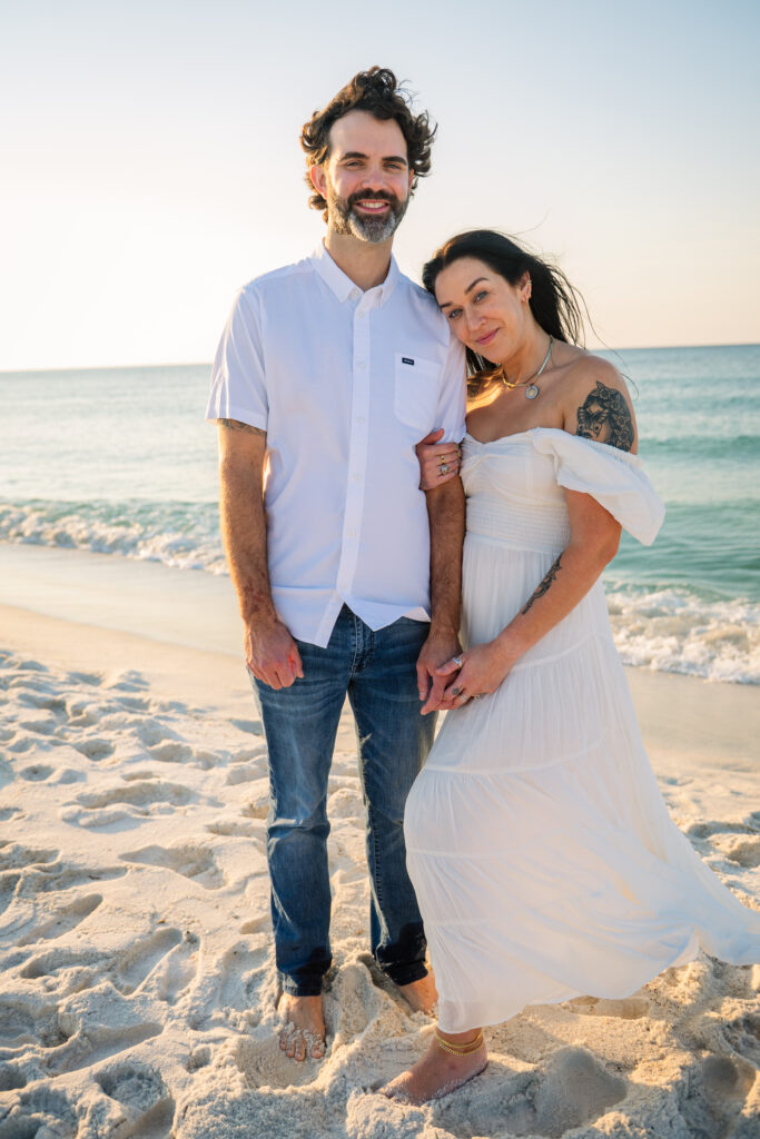 couple by ocean at Pensacola Beach