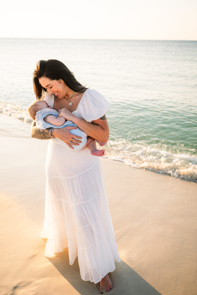 mom with baby at Pensacola Beach